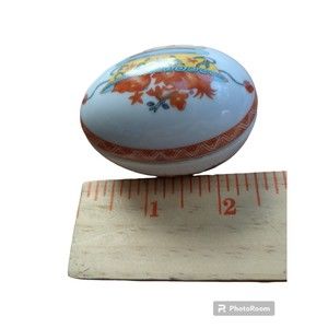 VINTAGE #29 Bernardaud Limoges Porcelain Fou Tcheou Flower Egg Shape Trinket Box